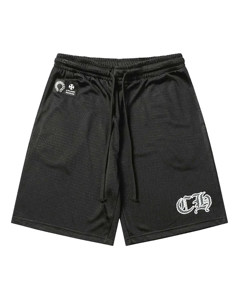 Chrome Hearts Sports Mesh Varsity Shorts BlackSilver