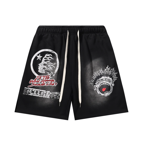 Hellstar Records Funny Smiley Face Shorts 2511 BlackGrey