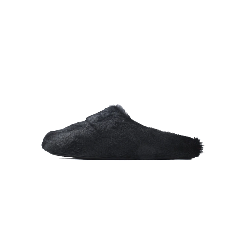Marni Long-Hair Fussbett Slide Black