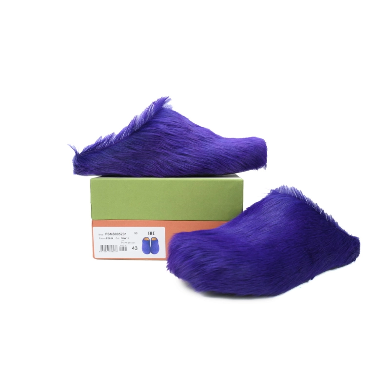 Marni Long-Hair Fussbett Slide Purple