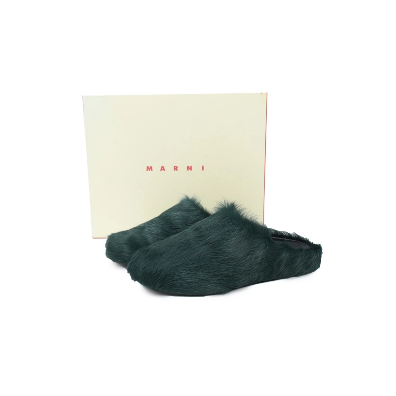 Marni Long-Hair Fussbett Slide Sea Green
