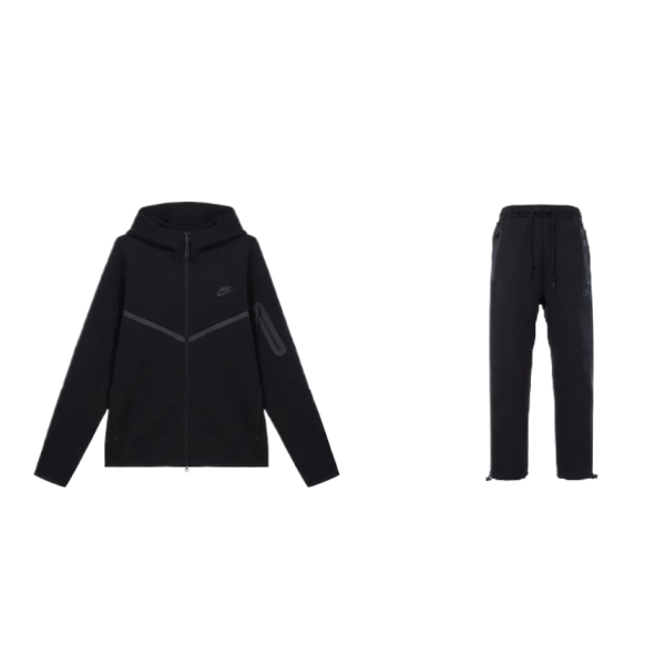 Nike Sportswear Tech Fleece Full-Zip Hoodie & Joggers Set Front Twill Black