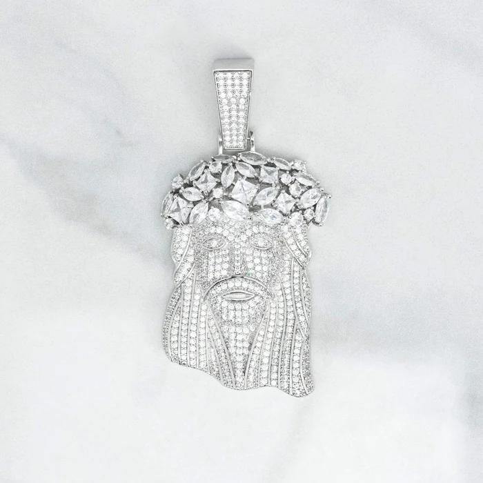 Moissanite Jesus Pendant - Silver - D COLOR - VVS1